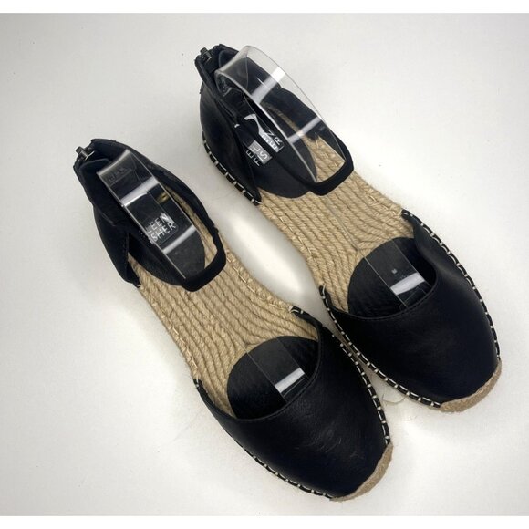 Eileen Fisher LaLa tumbled leather Black Espadrille Shoes Sandals Ladies Size 8 - Picture 10 of 11